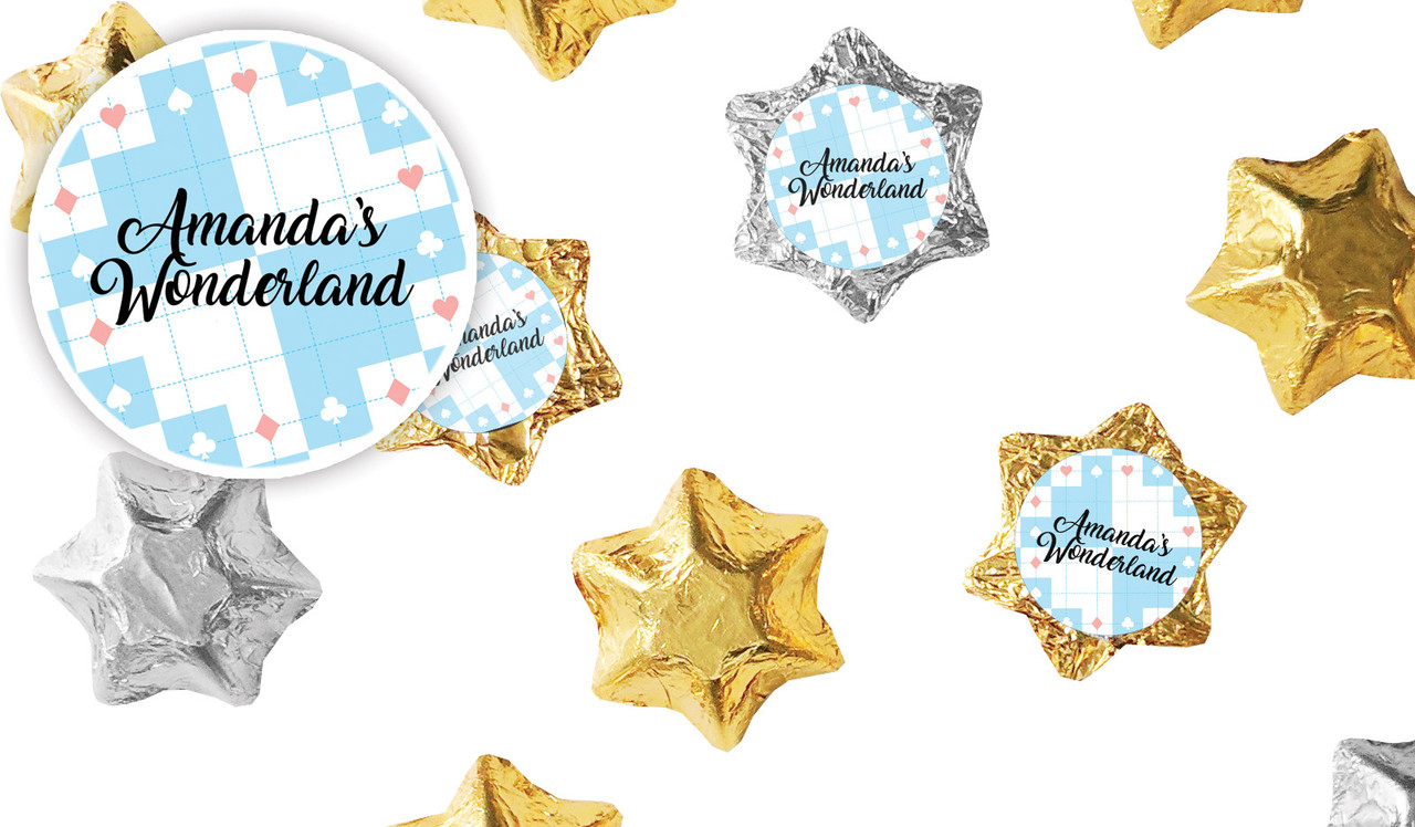 Alice In Wonderland Kids Party Personalised Foil Chocolate Stars