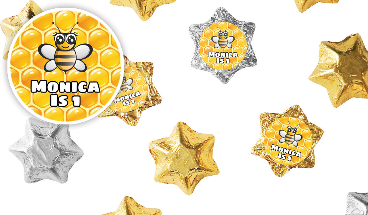 Bumble Bee Kids Party Personalised Foil Chocolate Stars