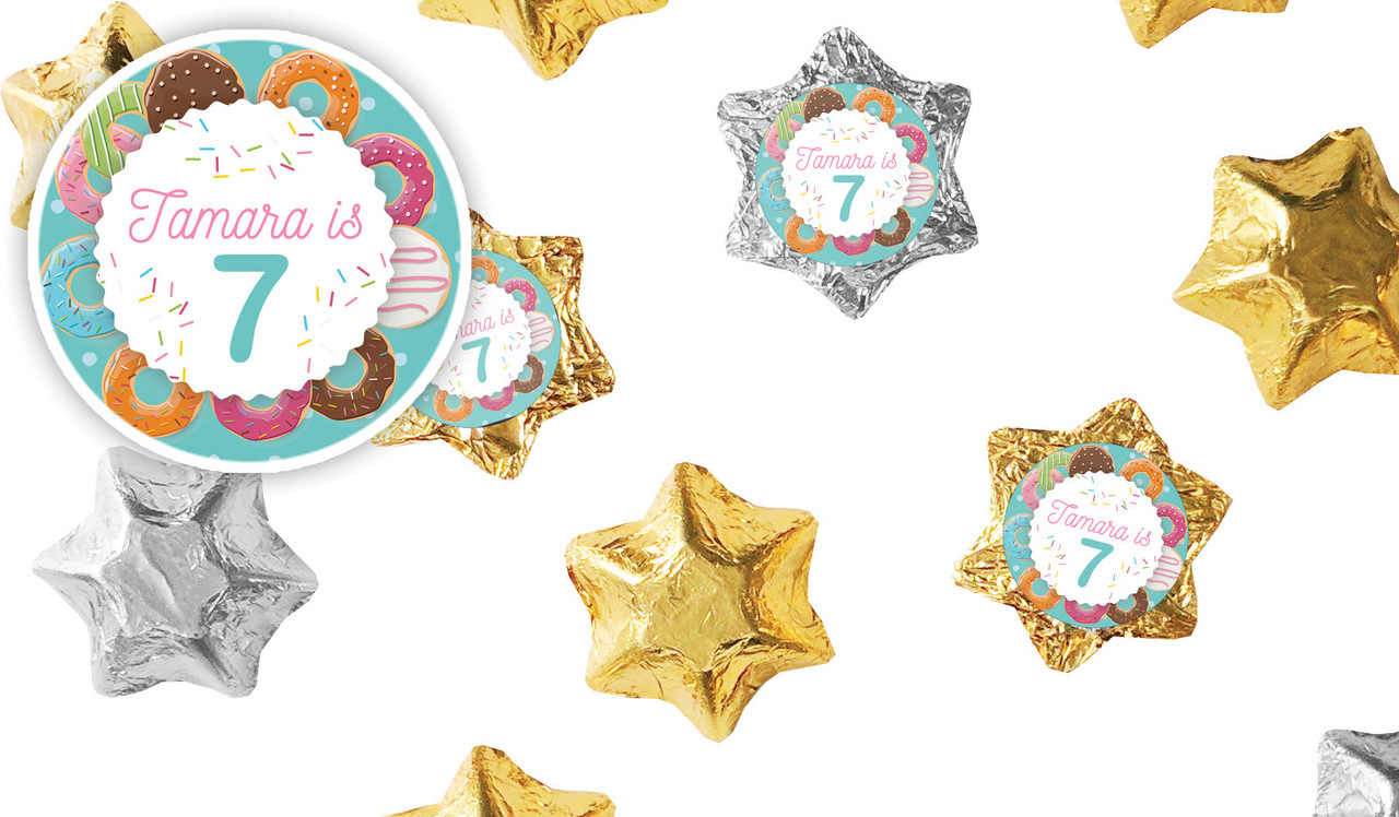 Donut Party Kids Party Personalised Foil Chocolate Stars