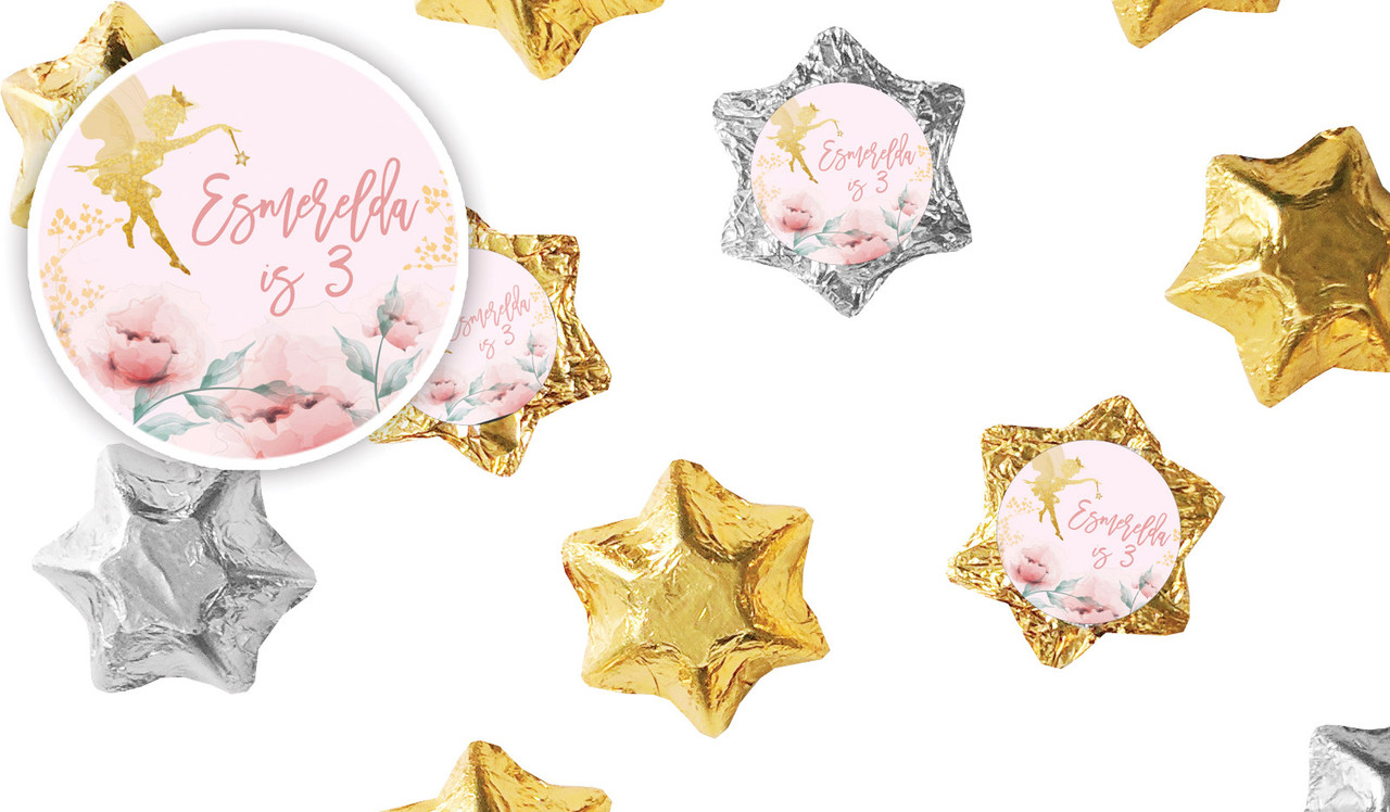 Little Fairy Kids Party Personalised Foil Chocolate Stars