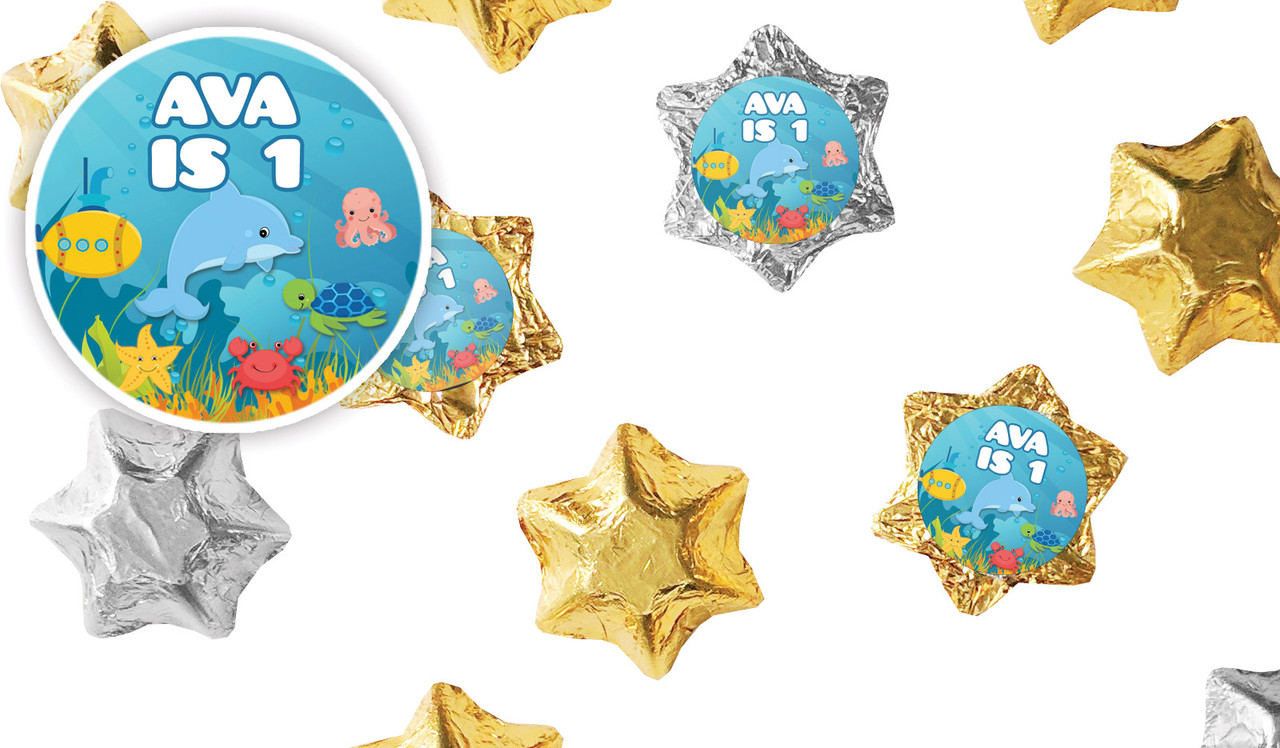 Under The Sea Kids Party Personalised Foil Chocolate Stars