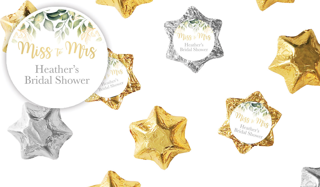 Golden Branches Bridal Shower Personalised Foil Chocolate Stars