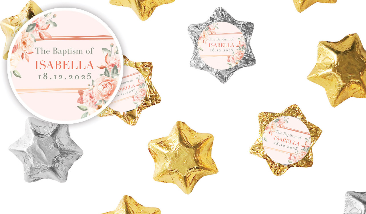 Classic Christening Personalised Foil Chocolate Stars