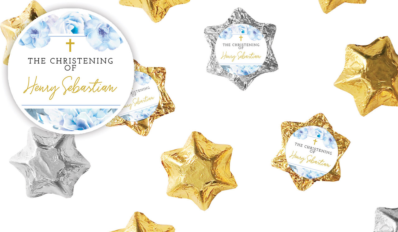 Floral Bed Christening Personalised Foil Chocolate Stars