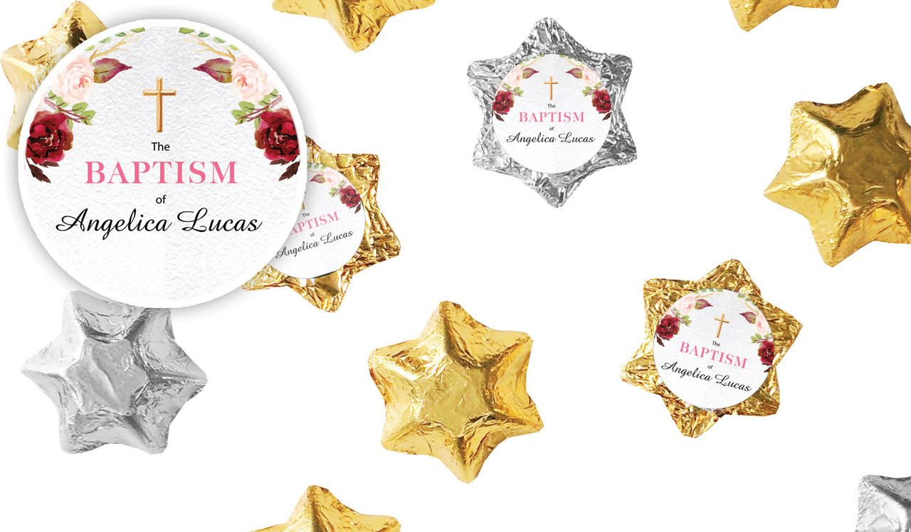 Pink Masala Christening Personalised Foil Chocolate Stars
