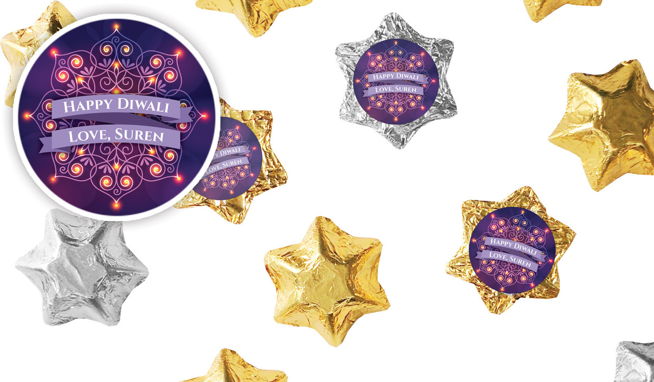 Lantern Mandala Diwali Personalised Foil Chocolate Stars