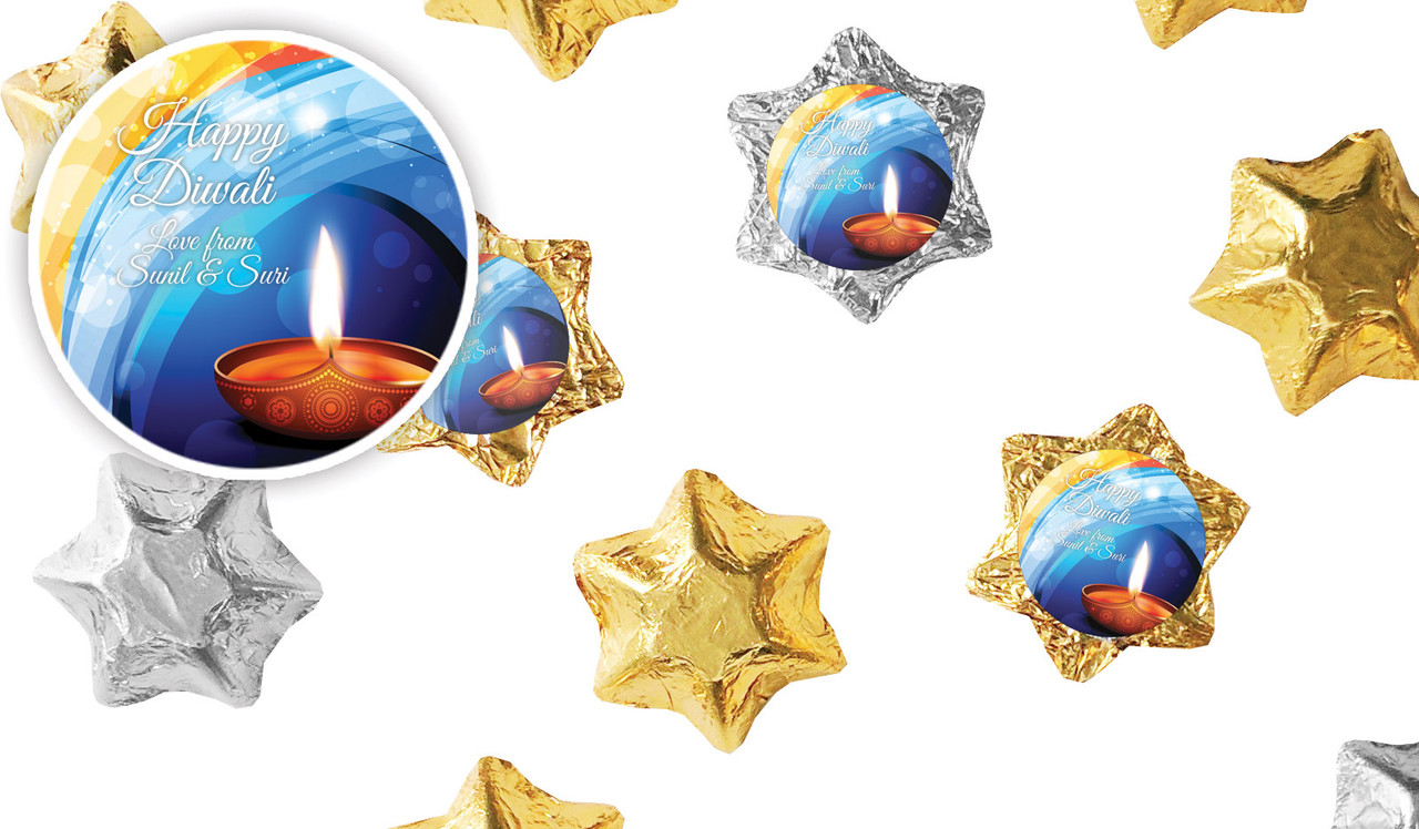 Vibrant Diwali Personalised Foil Chocolate Stars