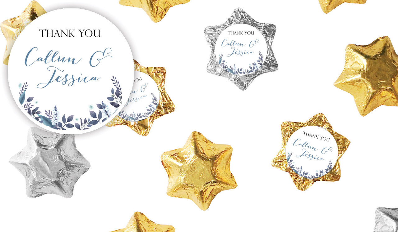 Blue Floral Engagement Personalised Foil Chocolate Stars