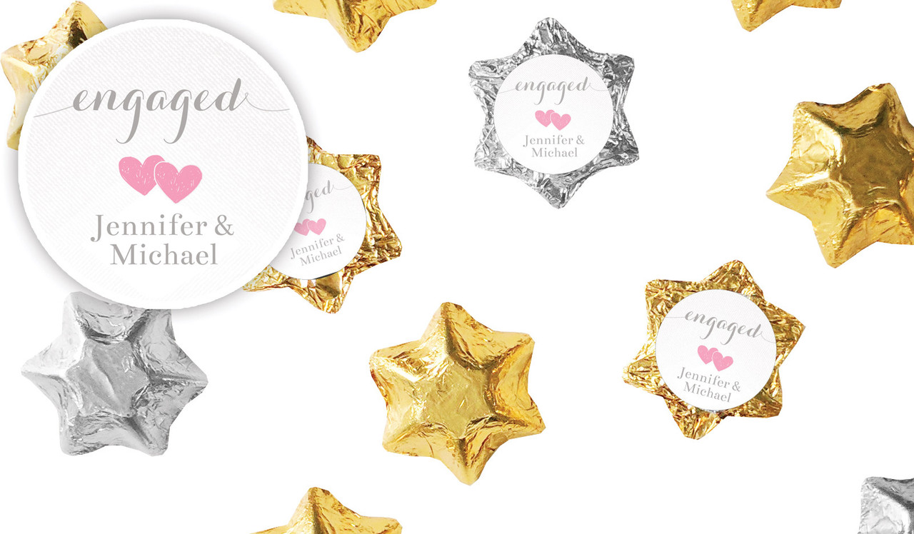 Flowing Words Canvas Engagement Personalised Foil Chocolate Stars