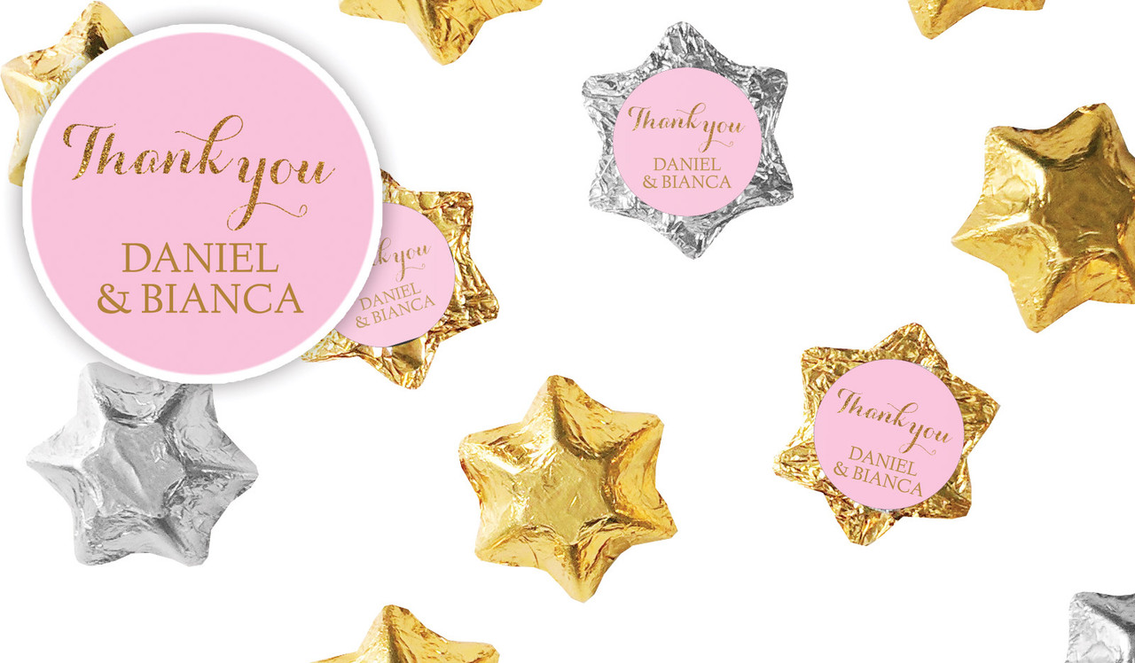 Golden Thank You Engagement Personalised Foil Chocolate Stars
