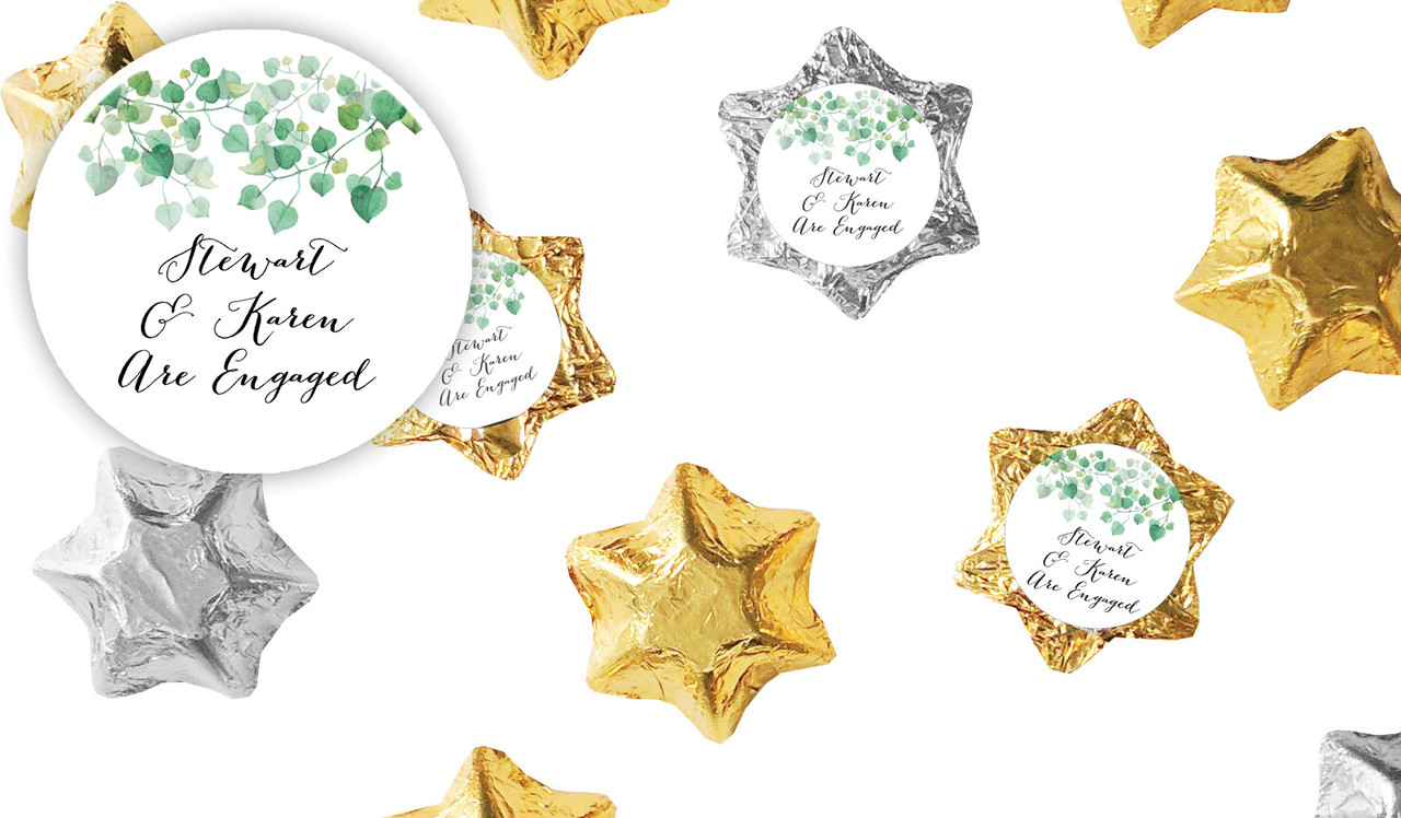 Hanging Leaves Engagement Personalised Foil Chocolate Stars