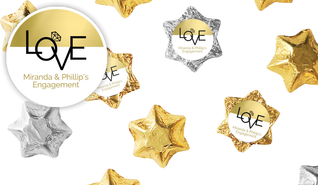 Love Letters Engagement Personalised Foil Chocolate Stars