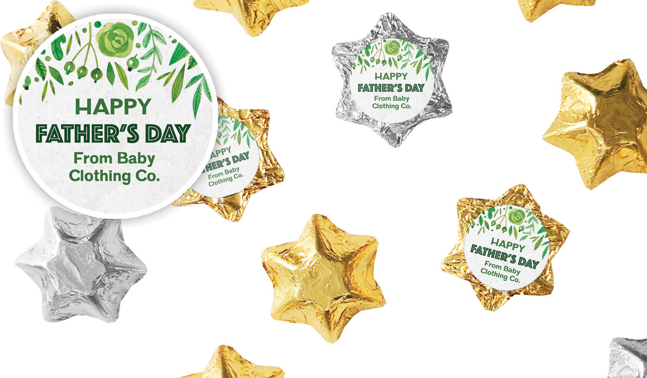 Garden Greenery Fathers Day Personalised Foil Chocolate Stars