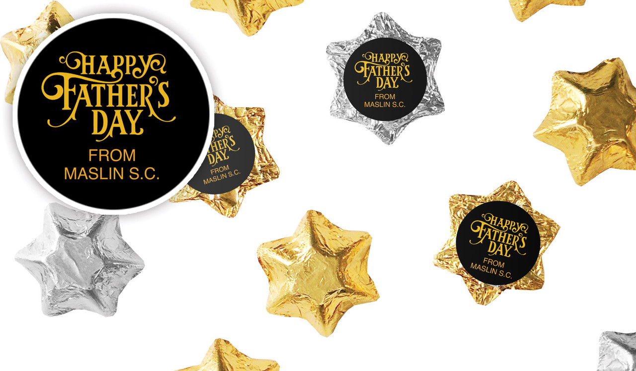 Golden Emblem Fathers Day Personalised Foil Chocolate Stars