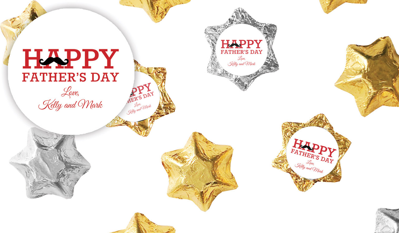 Moustache Fathers Day Personalised Foil Chocolate Stars