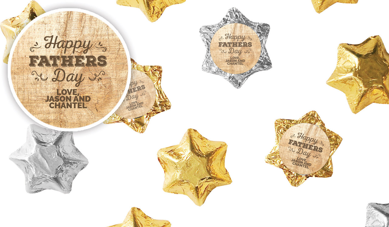 Timber Message Fathers Day Personalised Foil Chocolate Stars