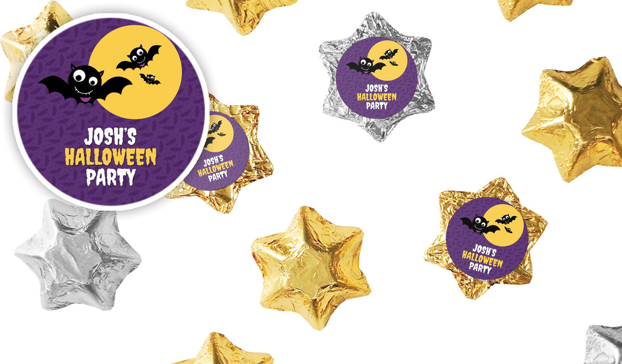 Bat Halloween Personalised Foil Chocolate Stars