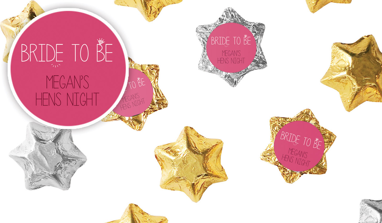 Bride To Be Hens Night Personalised Foil Chocolate Stars
