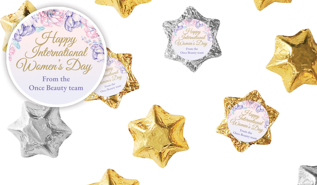 Lilac International Womens Day Personalised Foil Chocolate Stars