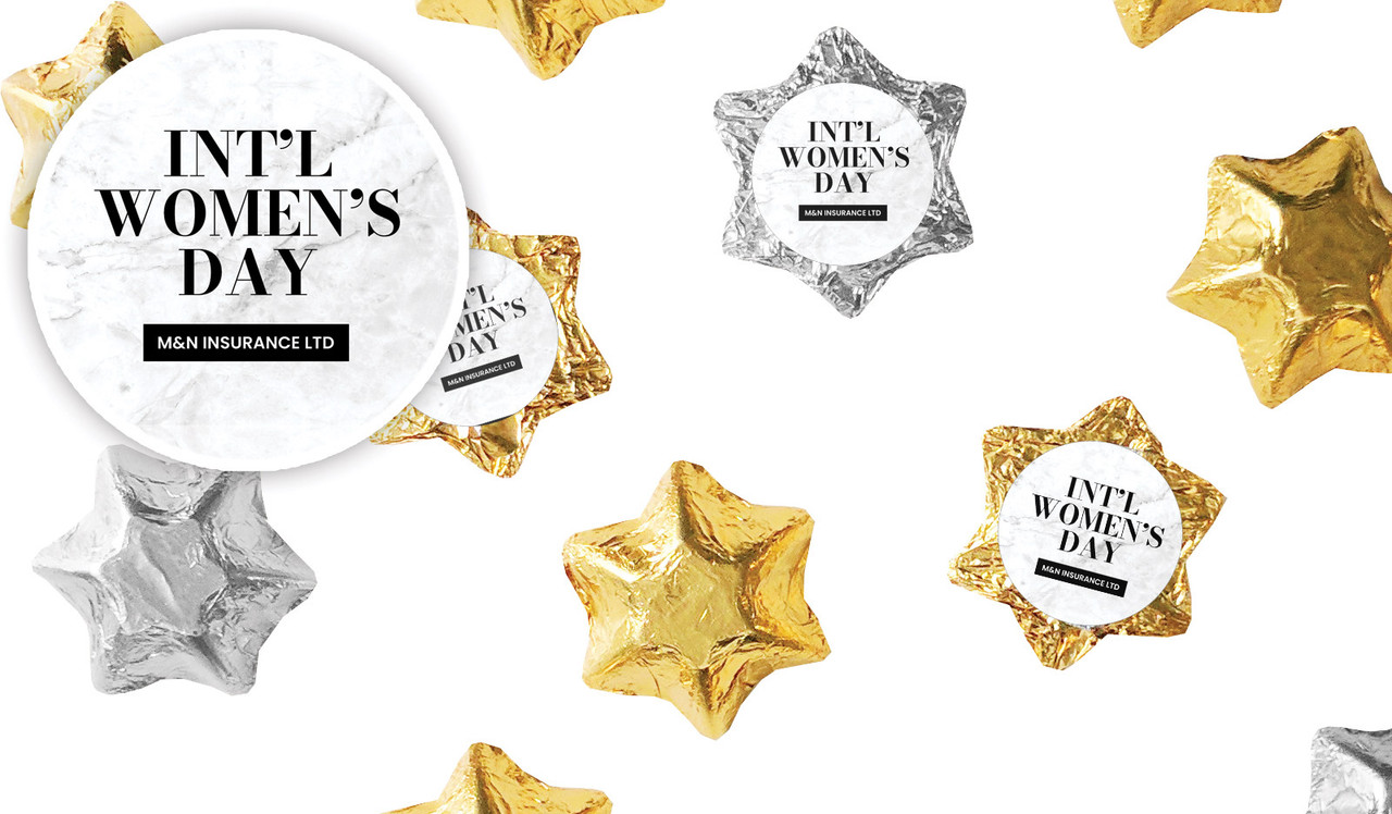Marble Deco International Womens Day Personalised Foil Chocolate Stars
