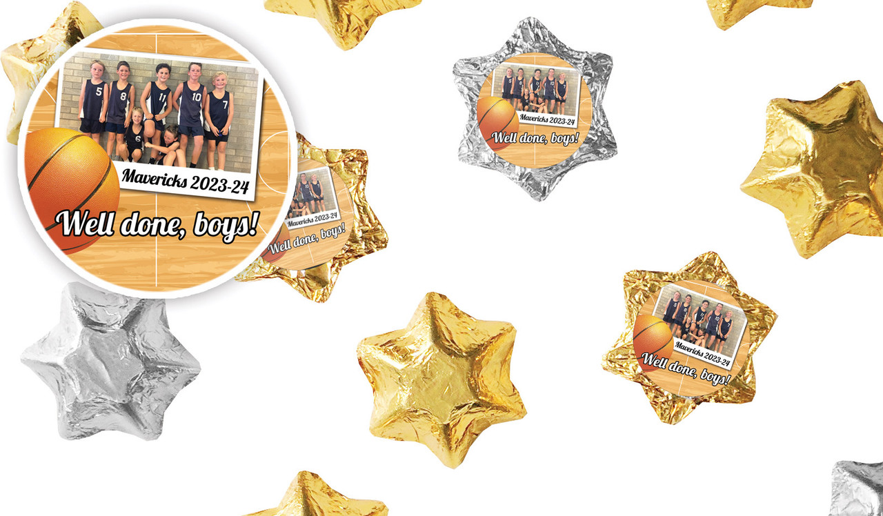 Basketball Photo Personalised Foil Chocolate Stars
