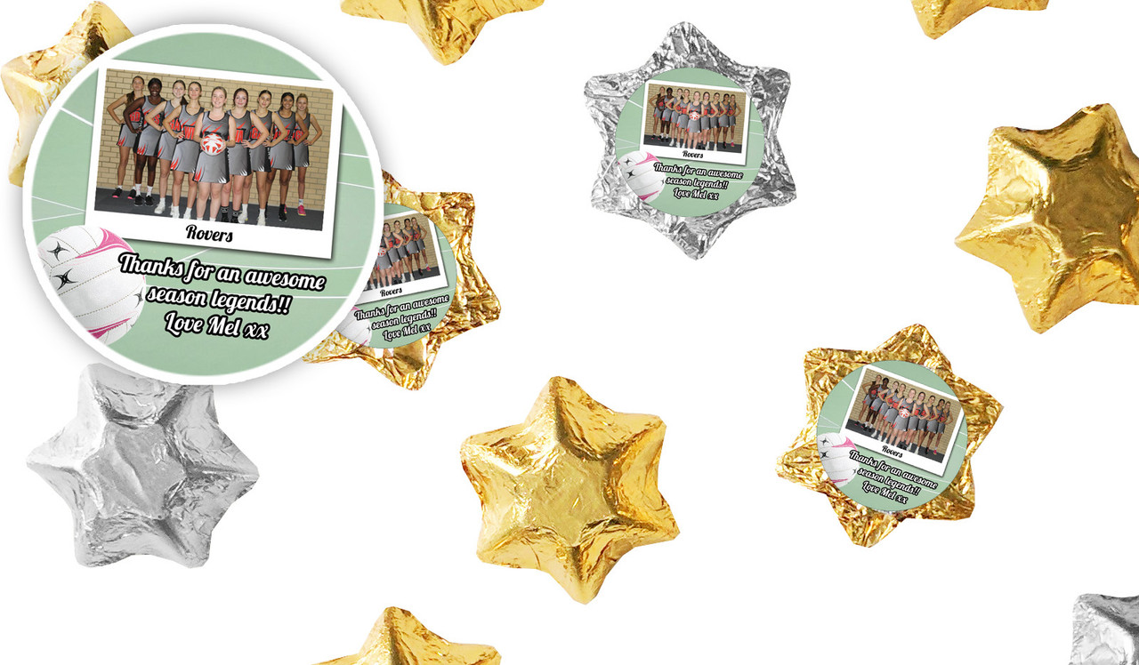 Netball Photo Personalised Foil Chocolate Stars