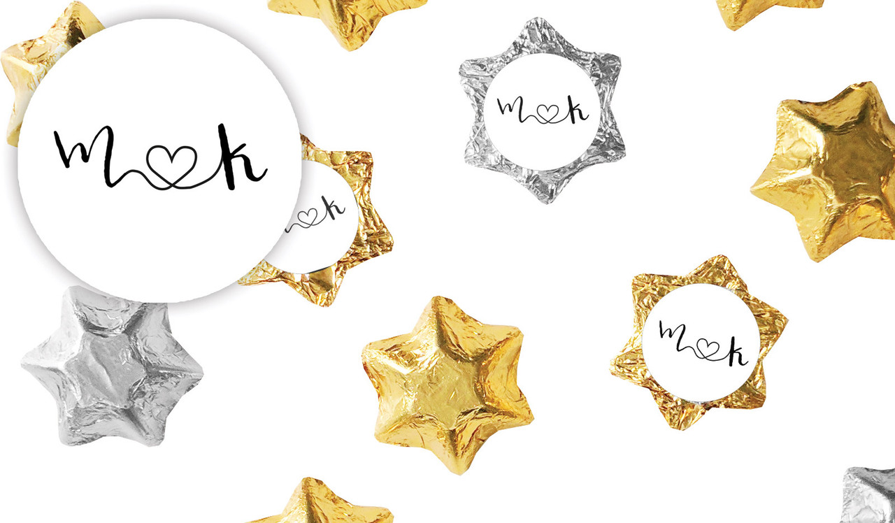 Cursive Names Wedding Personalised Foil Chocolate Stars