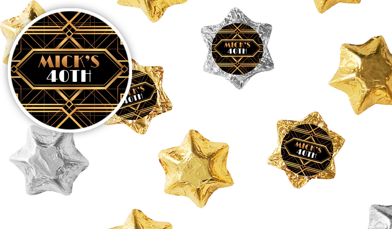 Gatsby Wedding Personalised Foil Chocolate Stars