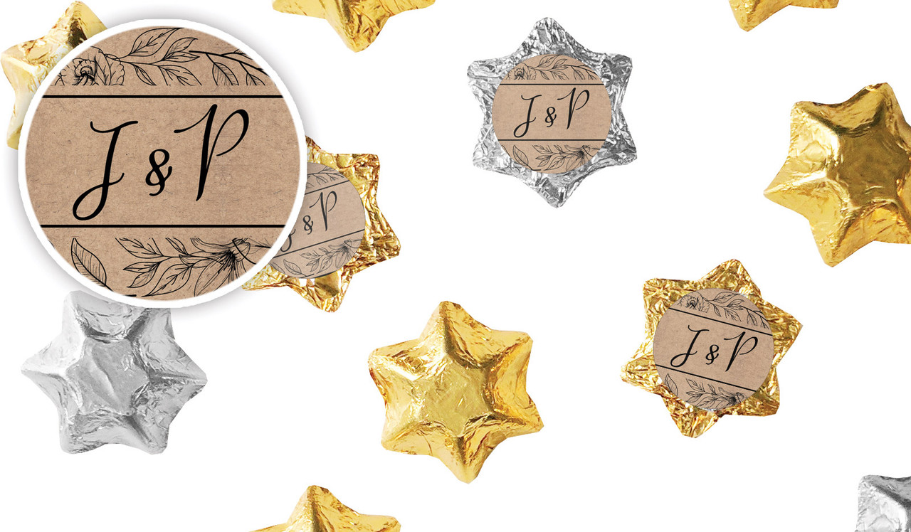 Location Centric Wedding Personalised Foil Chocolate Stars
