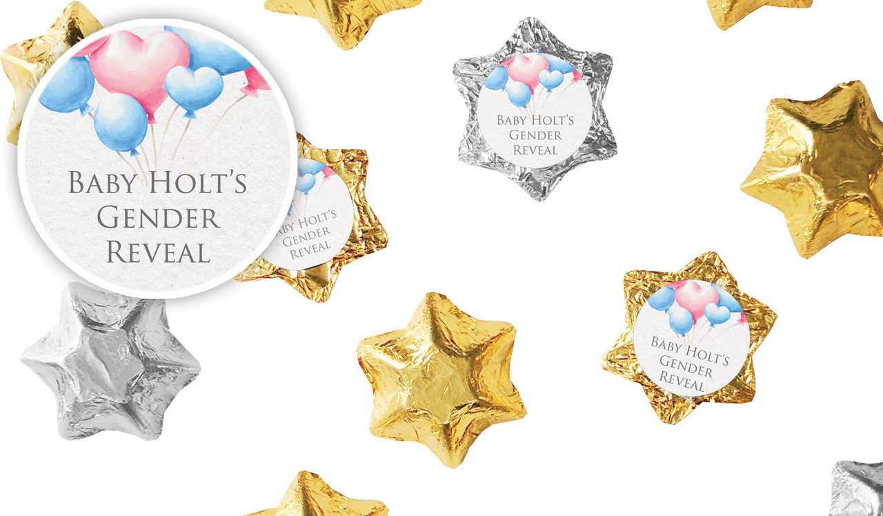 Balloons Gender Reveal Foil Chocolate Stars