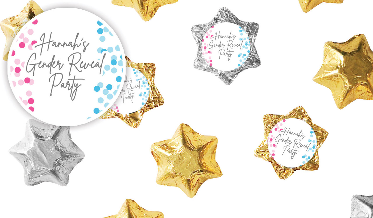 Confetti Gender Reveal Foil Chocolate Stars