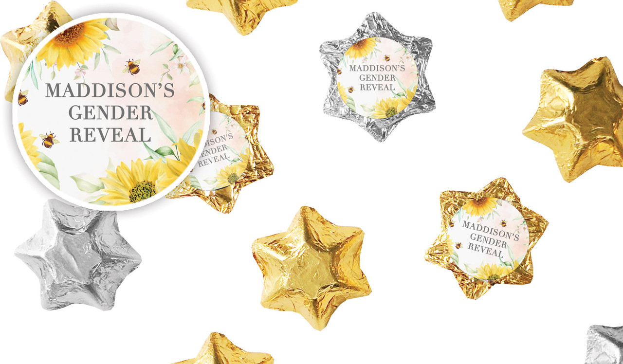 Honey Bee Gender Reveal Foil Chocolate Stars