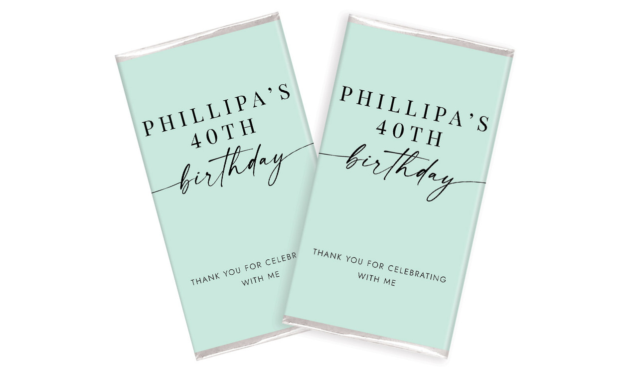 Flowing Mint Personalised Chocolate Bar Birthday Favour