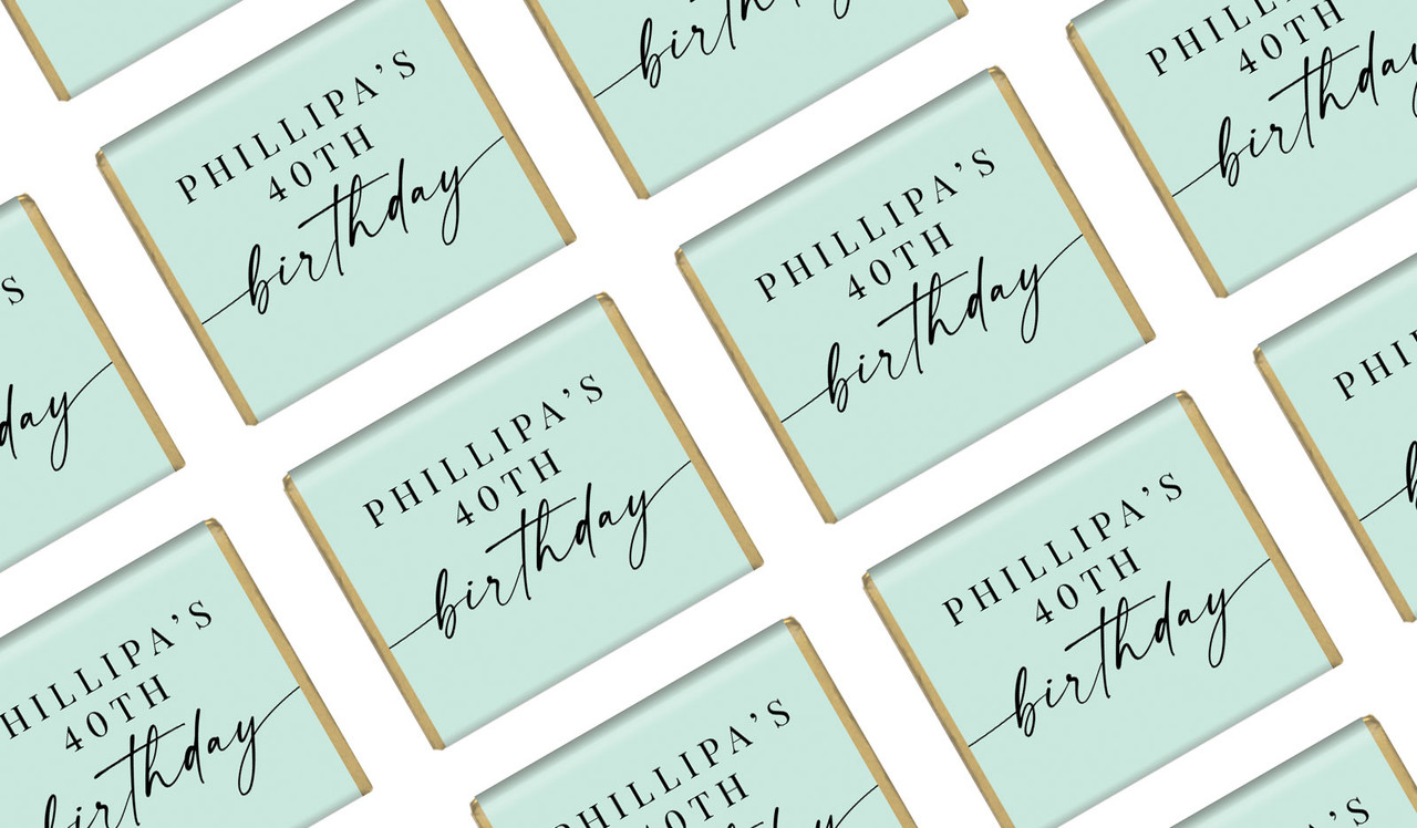 Flowing Mint Birthday Custom Mini Chocolate Favours