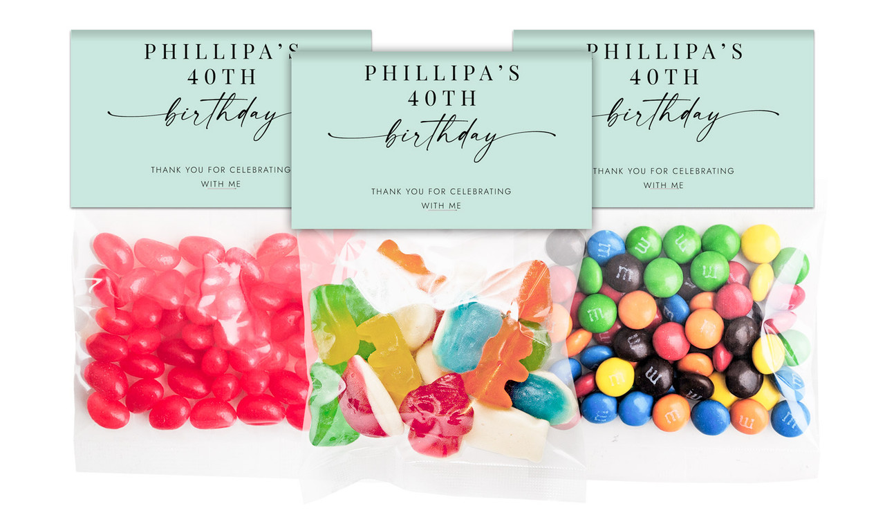 Flowing Mint Personalised Lolly Bag With Topper