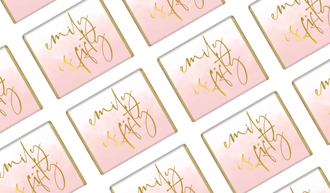 Gold On Blush Birthday Custom Mini Chocolate Favours