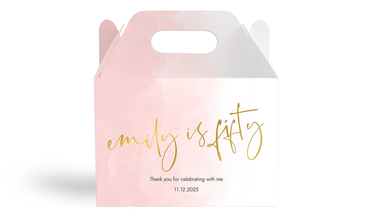 Gold On Blush Personalised Gable Favour Box