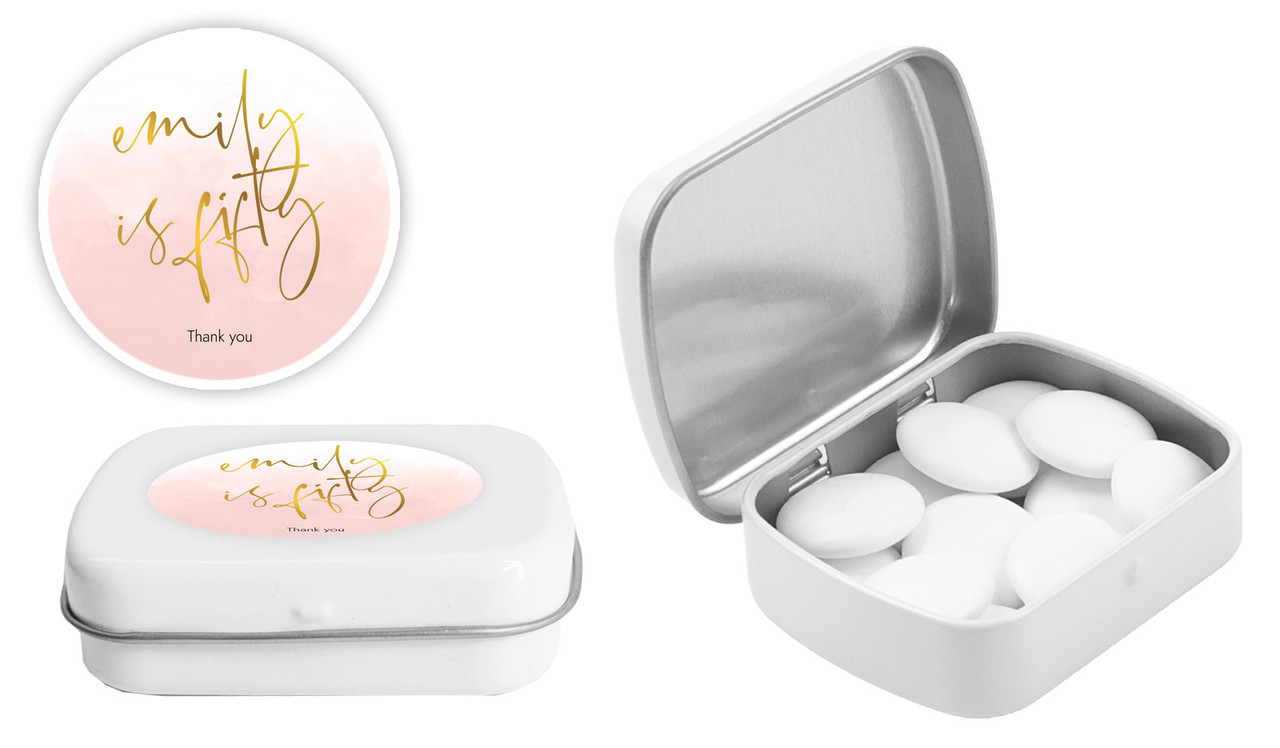 Gold On Blush Personalised Mint Tins