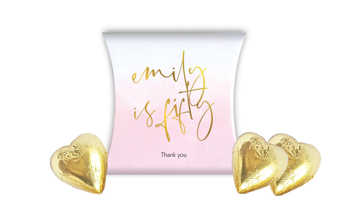 Gold On Blush Personalised Birthday Pillow Boxes