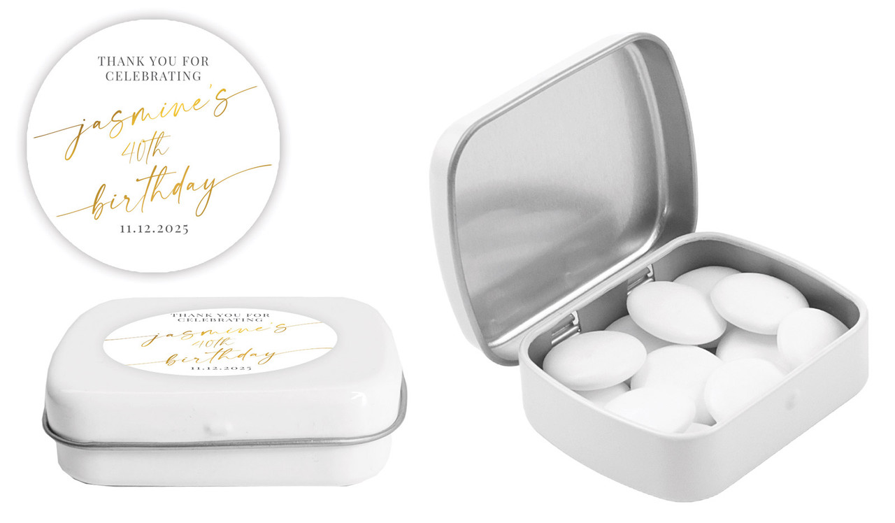 Golden Script Birthday Personalised Mint Tins