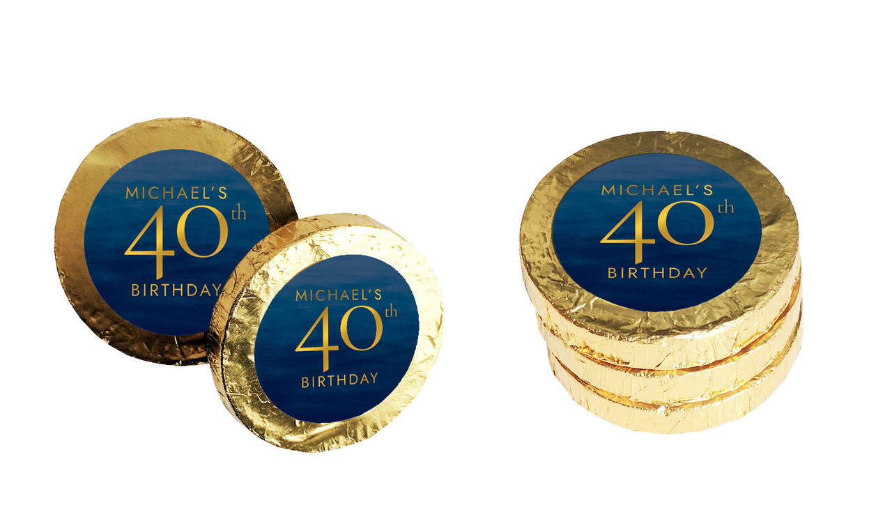 Navy Gouache Personalised Chocolate Coin