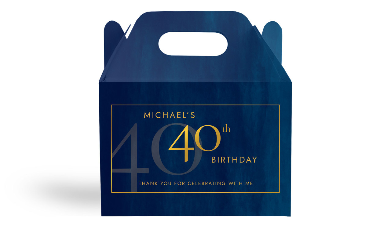 Navy Gouache Personalised Gable Favour Box