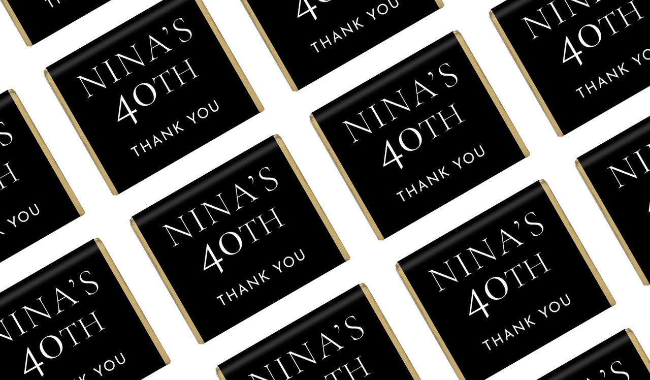 Right Aligned Black Birthday Custom Mini Chocolate Favours