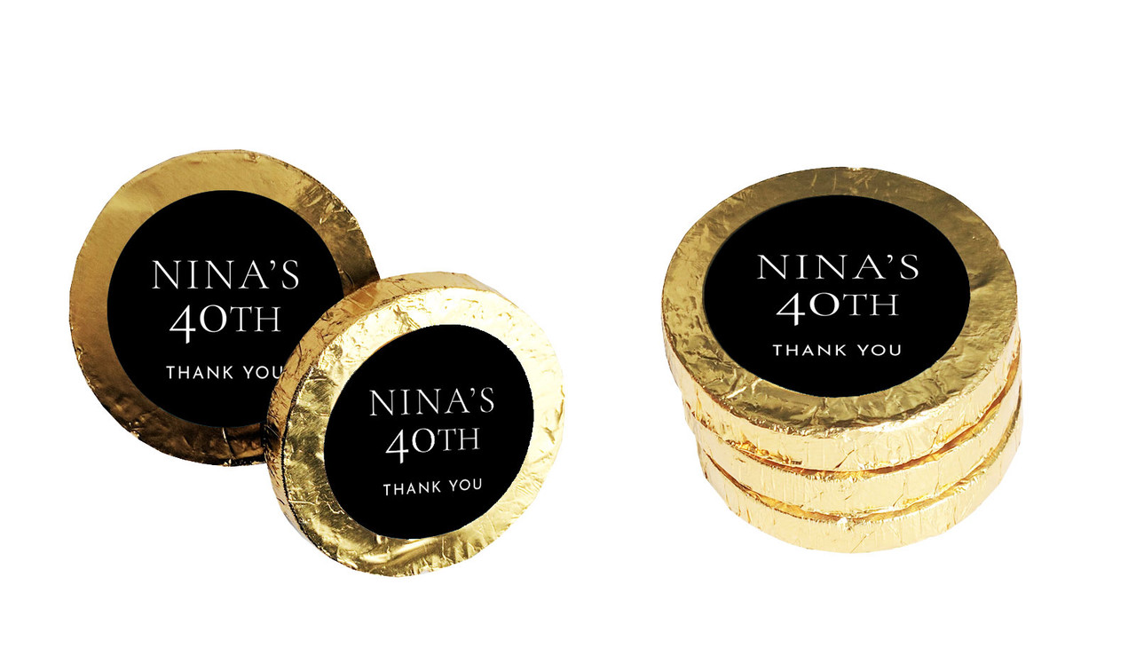 Right Aligned Black Birthday Personalised Chocolate Coin
