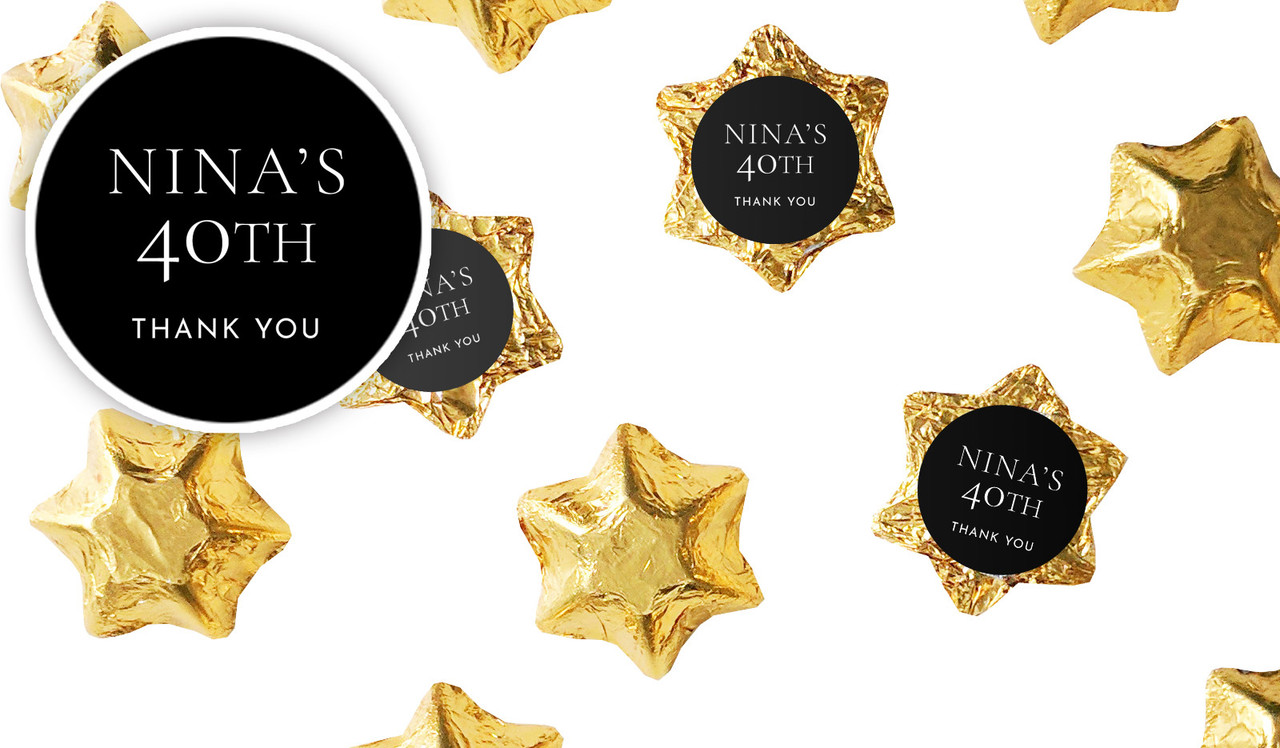 Right Aligned Black Birthday Personalised Gusset Favour Bag