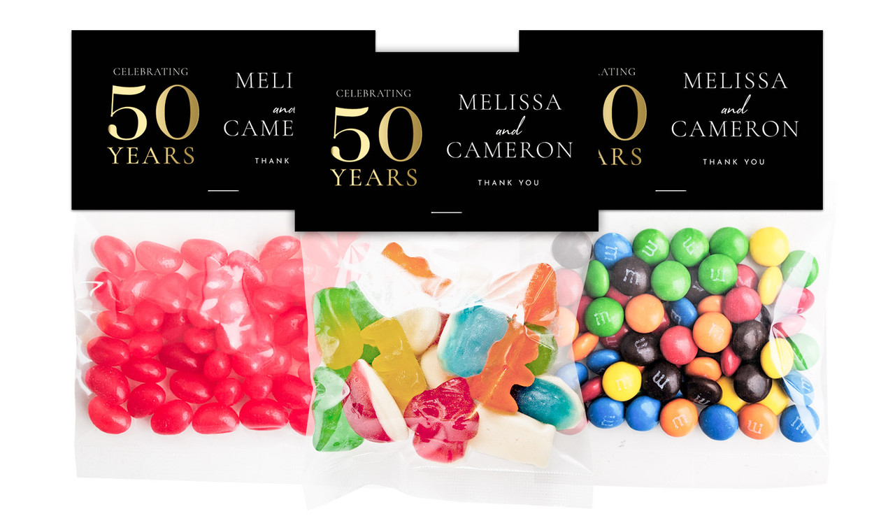 Big 50 Anniversary Personalised Lolly Bag With Topper