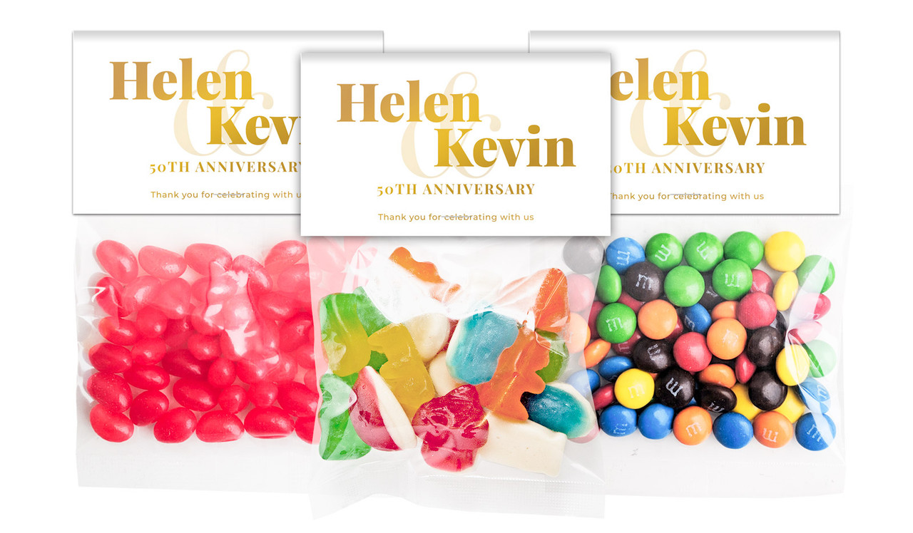 Bold Names Anniversary Personalised Lolly Bag With Topper
