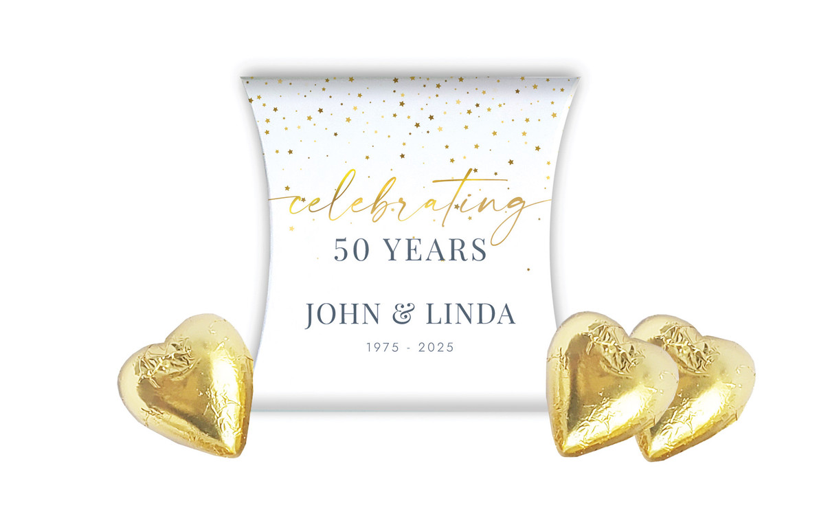 Falling Confetti Anniversary Personalised Pillow Boxes