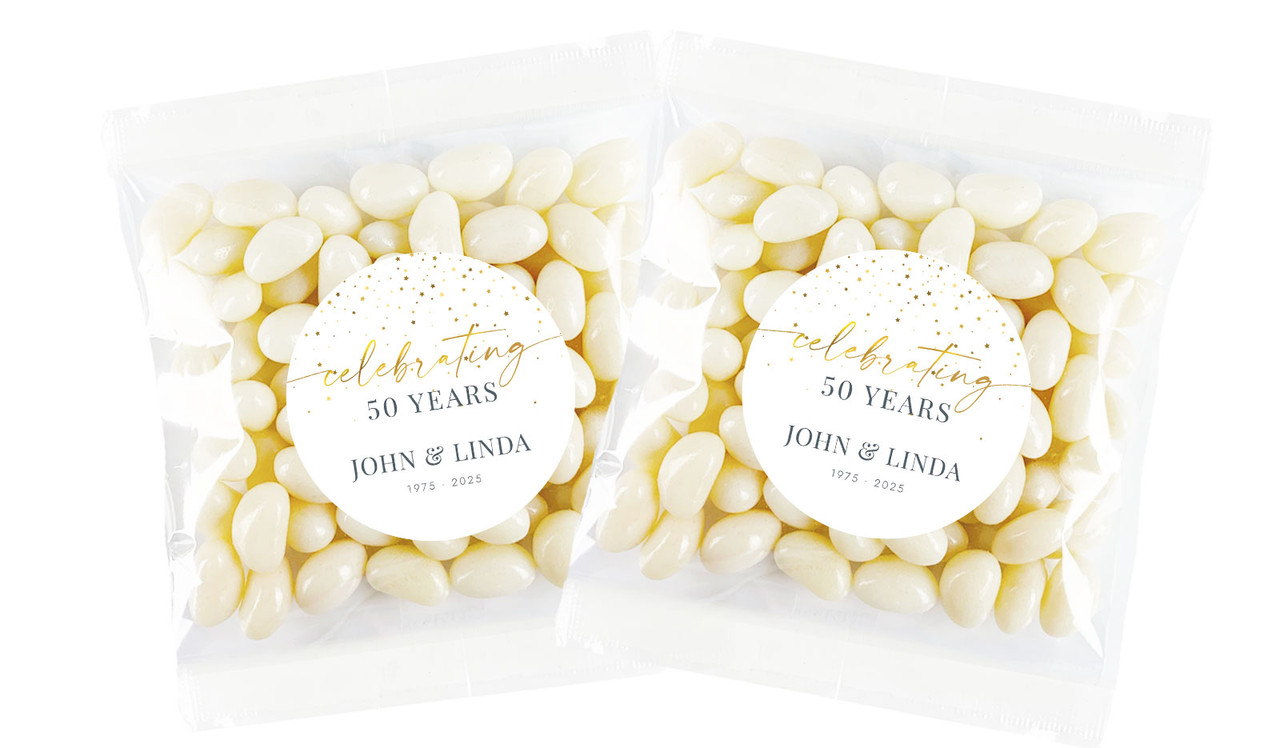 Falling Confetti Anniversary Personalised Lolly Bag