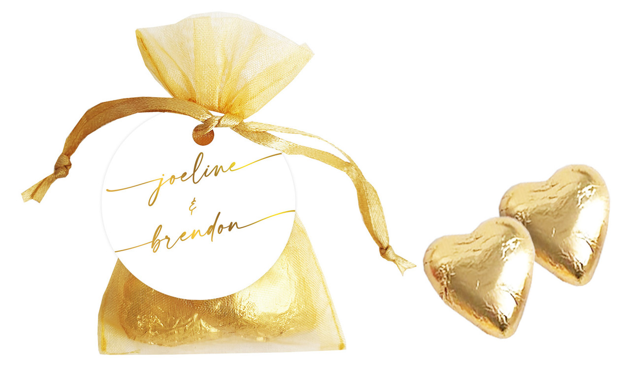 Golden Script Anniversary Personalised Organza Bag
